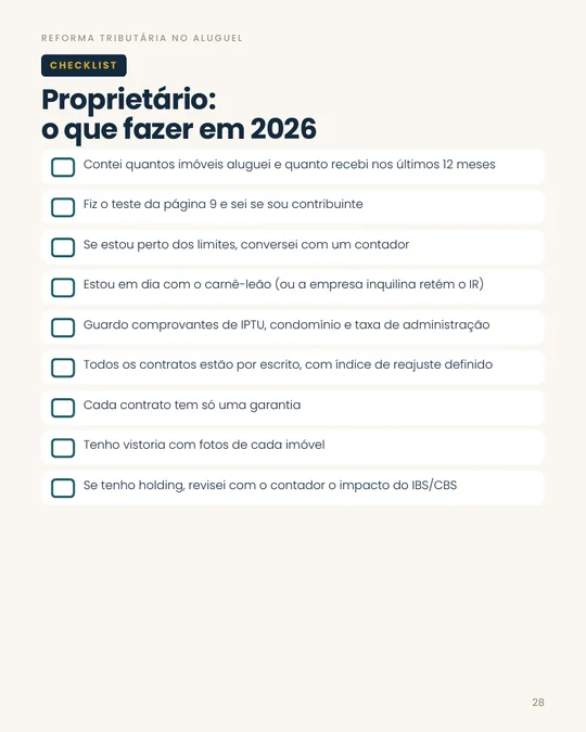 P&aacute;gina do guia com o checklist do propriet&aacute;rio